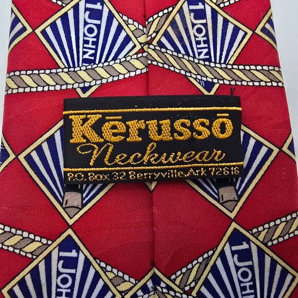 Men' Lighthouse Religious Tie Red 4x60 - Picture 3 of 6